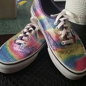 Rainbow sequins vans