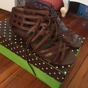 Never worn lace up kelly & Katie sandals in brown