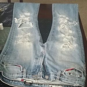 Destroyed light wash jeans