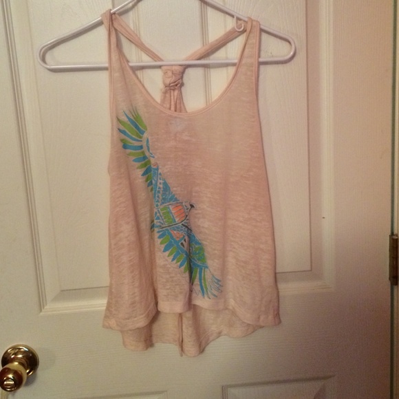 Cute beach tank with bird deign and split back