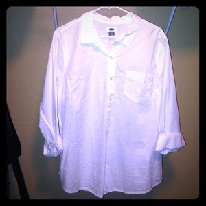 White 3/4 pin tuck Oxford shirt