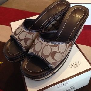 Brown coach sandals size 10