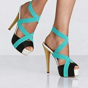 Colorblock strappy pumps