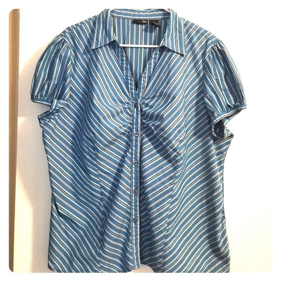 Blue Stripe Button Top 2X