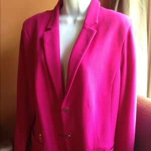 Hot pink, cotton jacket, fully lined.