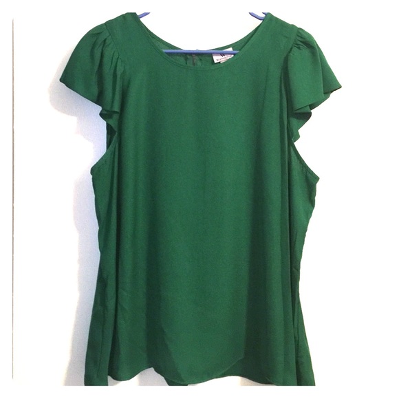Dark green ruffle sleeve blouse