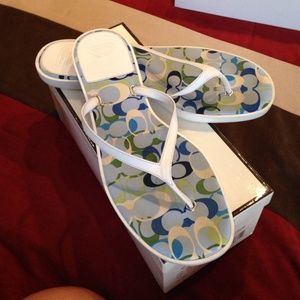 Coach leather thong flip flops