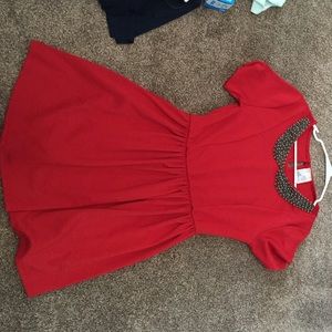 Peter Pan Collar Red Dress