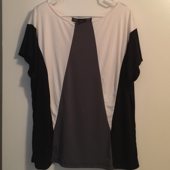 Black, white and grey blouse