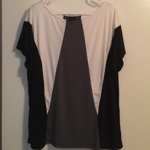 Black, white and grey blouse