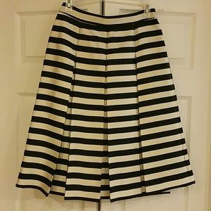 Black and cream stripe pleated skirt NWOT