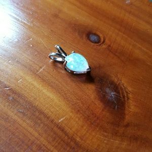 White Opal pendant October birthstone NEW 925
