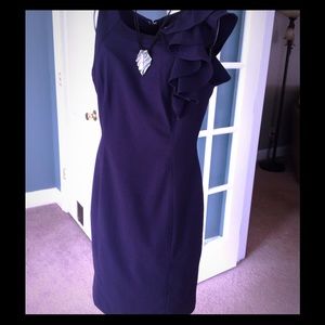 Calvin Klein Navy Ruffle Dress