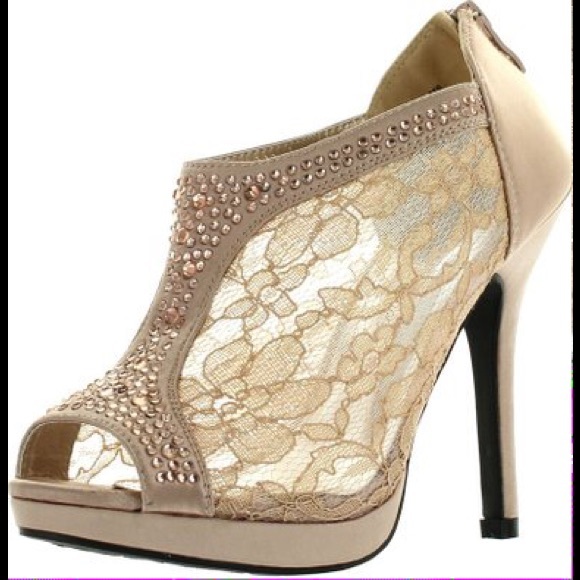 Platform Crystal Lace Ankle Bootie Shoes