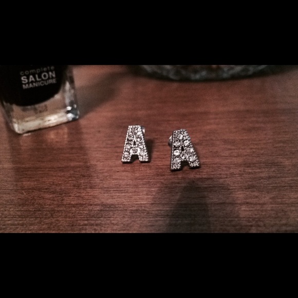 NWOT silver A earrings