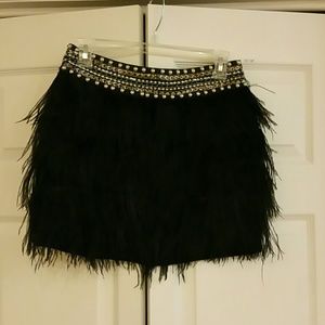 Feather skirt with beaded waist