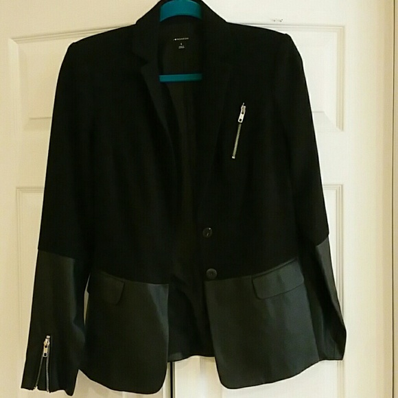 Black blazer with leather piecing NWOT