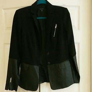 Black blazer with leather piecing NWOT
