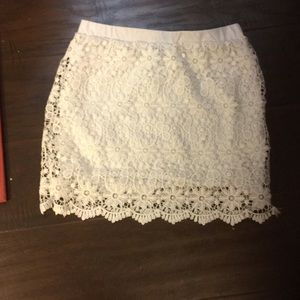 White lace mini skirt