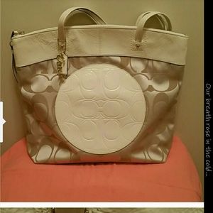 Coach tan and patent