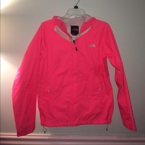 Pink north face raincoat