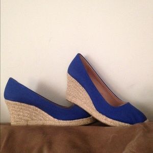 Blue espadrilles wedges
