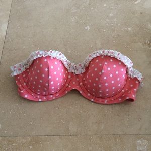 Pink polka dot bikini top