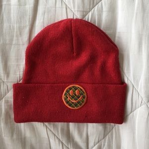 Red vintage grunge beanie