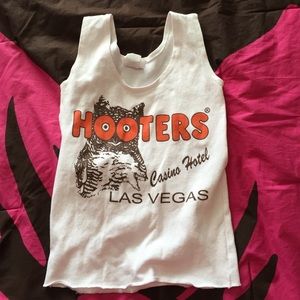 Hooters cropped top Las Vegas white