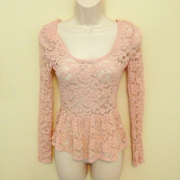 Pink lace peplum top