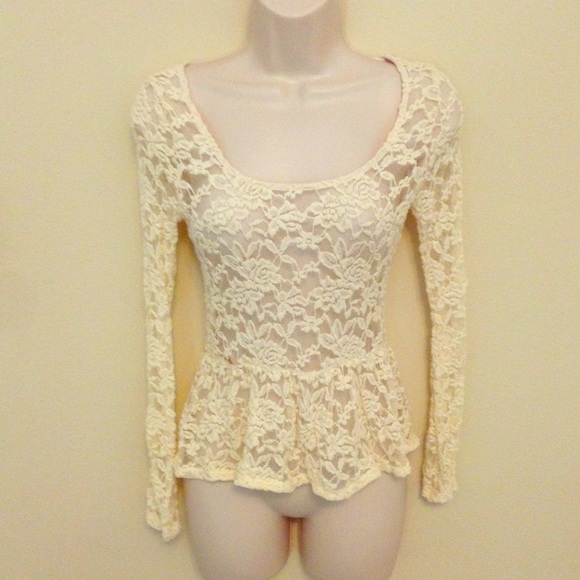 Cream lace peplum top