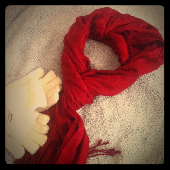 Long red scarf 100% Rayon