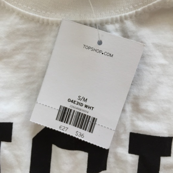 Topshop Sick white tee with rolled sleeves - Picture 2 of 2