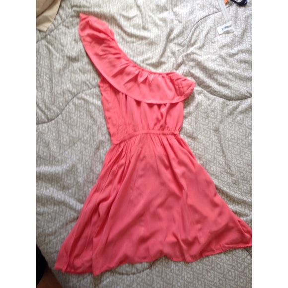 One strap peach summer dress