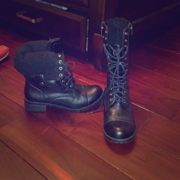 Black combat boots