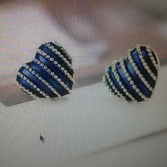 Blue Strip Heart Stud's