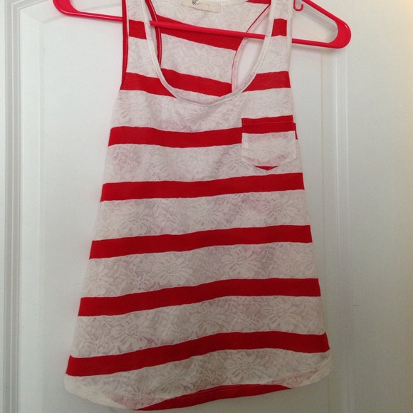 Cute lace & strip tank top
