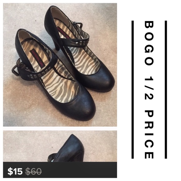 Madden Girl Black Edgy Heels & Ruby Ring