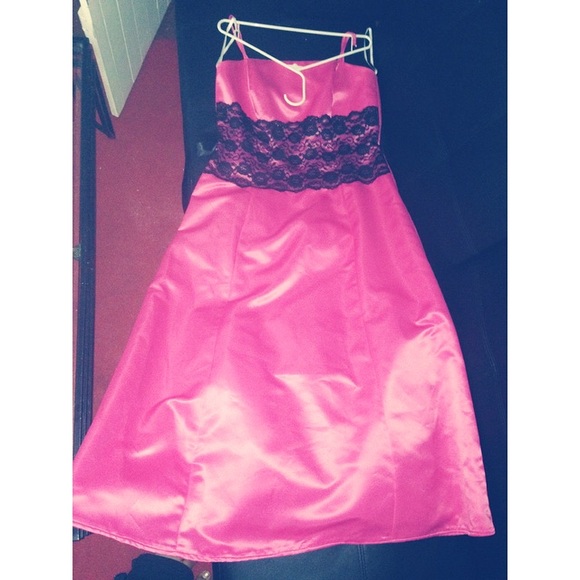 Pink Satin & Lace Formal Gown