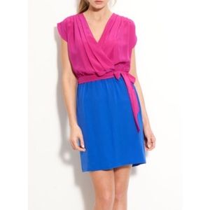 Presley Skye Blue Silk Colorblock Dress