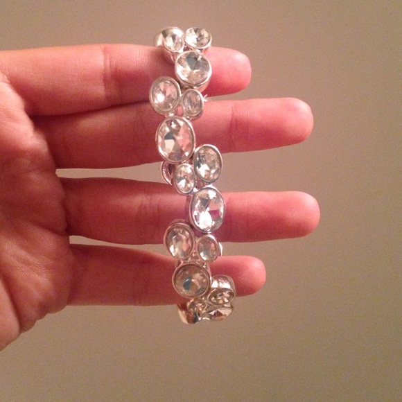 Silver bracelet with rhinestones