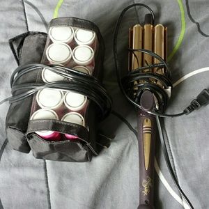 Set of curlers and hair crimper