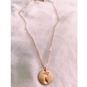 Gold Footprint Pendant Necklace