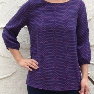 NWT Geometric navy & orange top