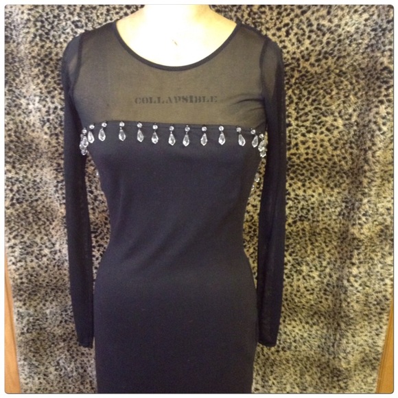 Beautiful body-con vintage dress /crystal beads
