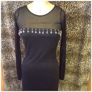 Beautiful body-con vintage dress /crystal beads