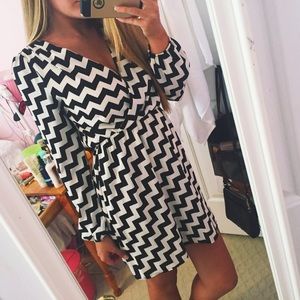 black and white chevron dress