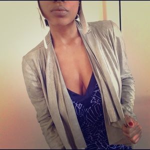 Silver metallic designer Leather jacket
