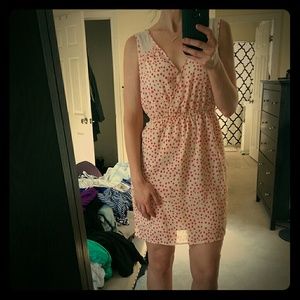 Polka dot coral and cream summer dress