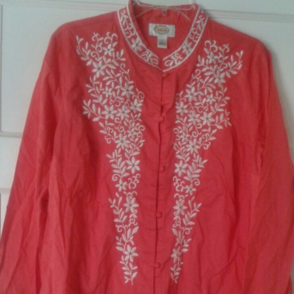Beautiful orange tunic with white embroidery